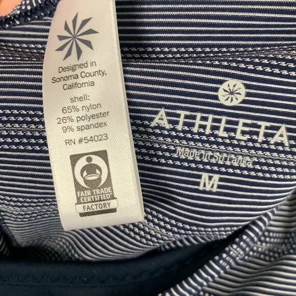 Athleta Max Out Navy Striped Side Tie Tank Top Removable Strappy Sports Bra Sz M - Picture 11 of 12